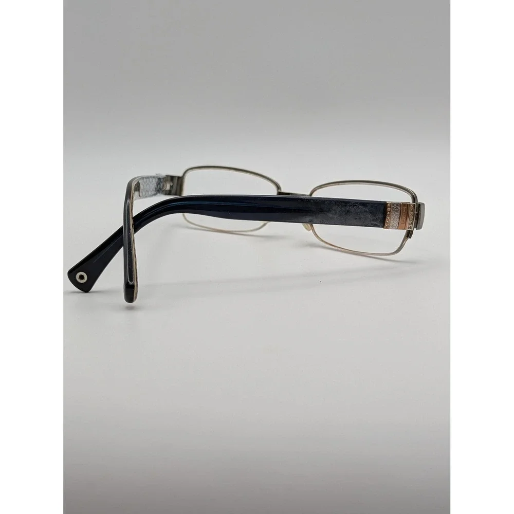 Coach HB 5027B Gunmetal‎ Rectangular Eyeglasses Frames Crystal Logo Temples